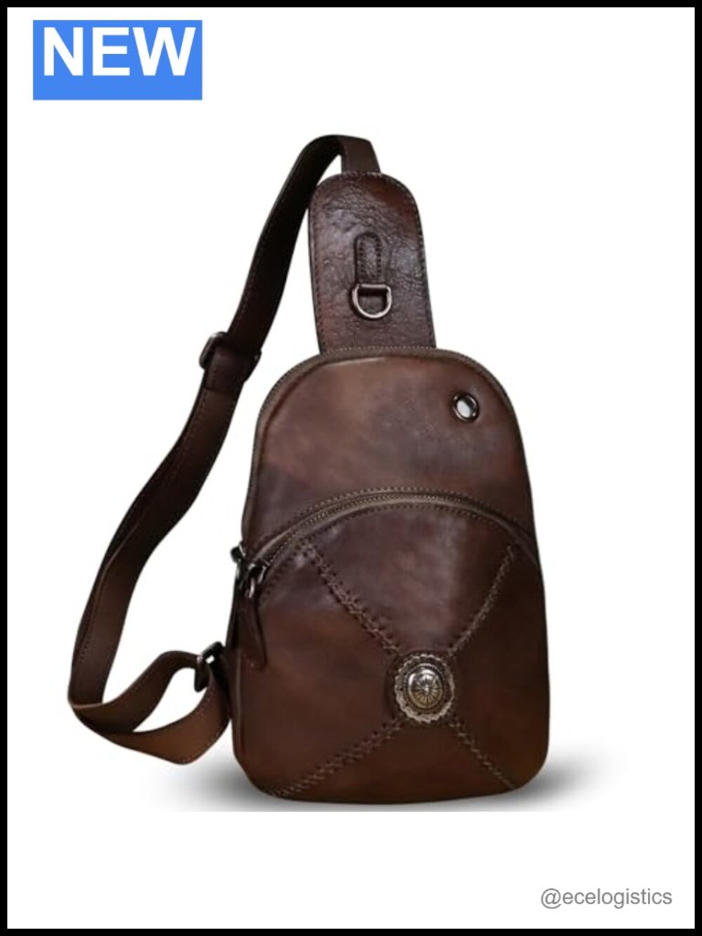 Genuine Leather Sling Bag Crossbody Purse Handmade Hiking Daypack Retro